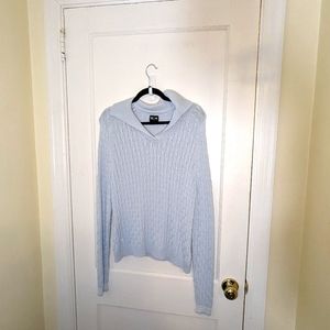 Pastel blue vintage Y2K cable knit Adidas Sweater